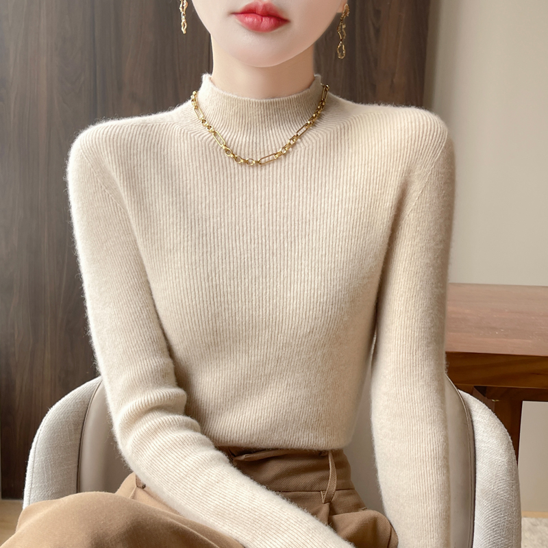 一线成衣无缝半高领 加厚针织衫女套头毛衣修身打底432A