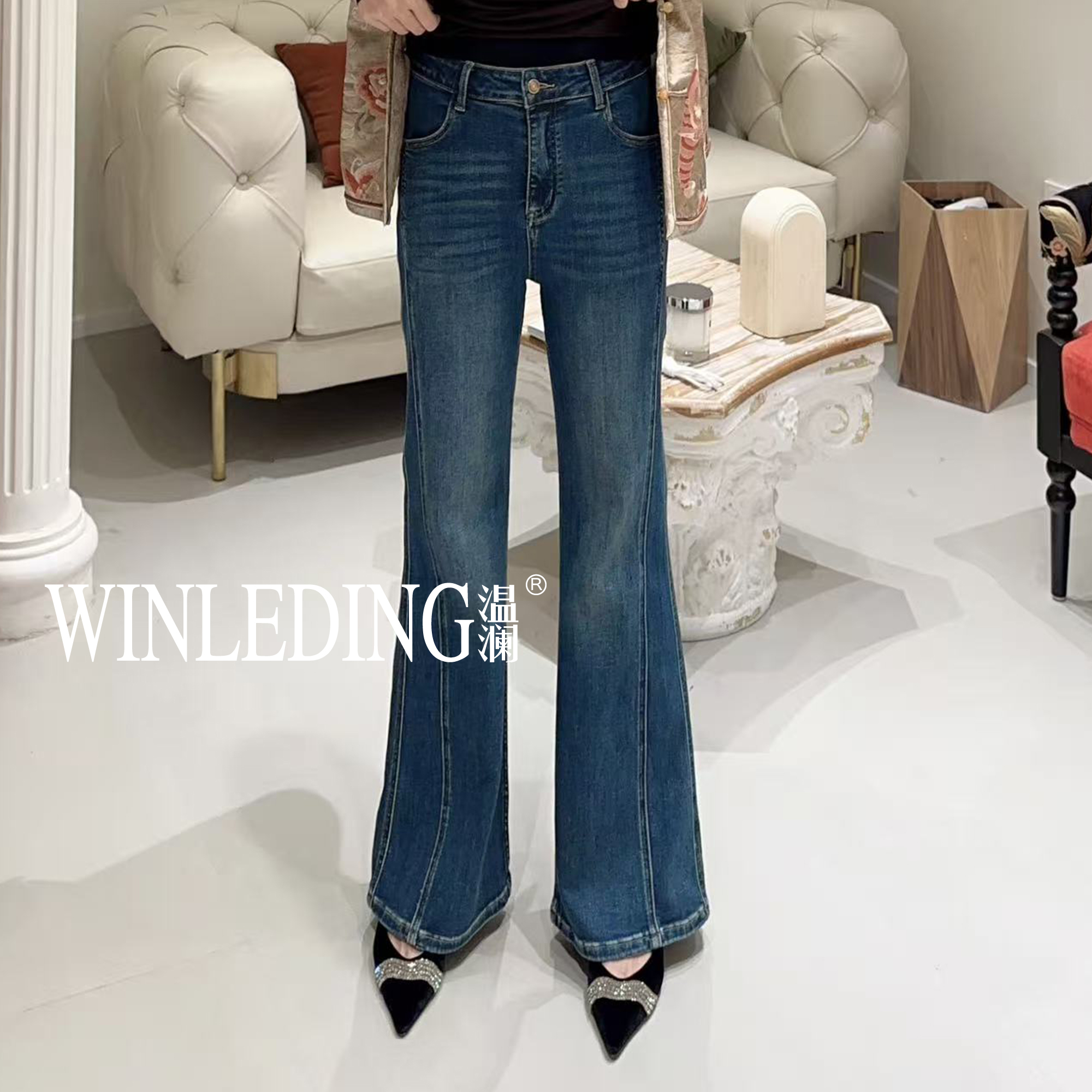 温澜服饰·雅简约牛仔微喇裤70808