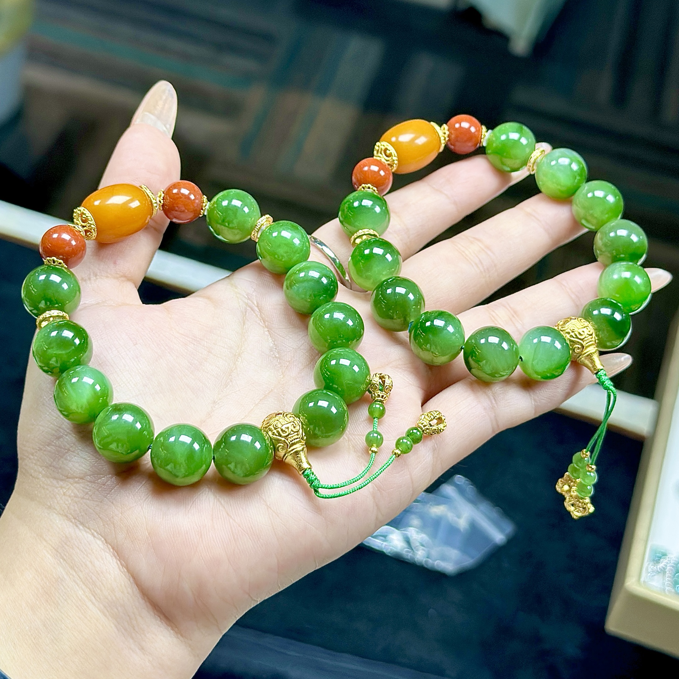 【DL】和田玉碧玉DIY手串-约12mm（多样性发其一）