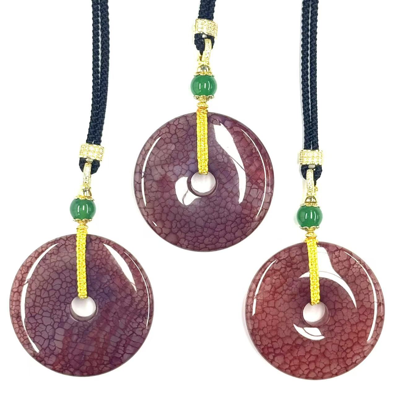 【符老板】x578-复古风玉化龙血玛瑙平安扣-赠礼盒-多样性只发一件