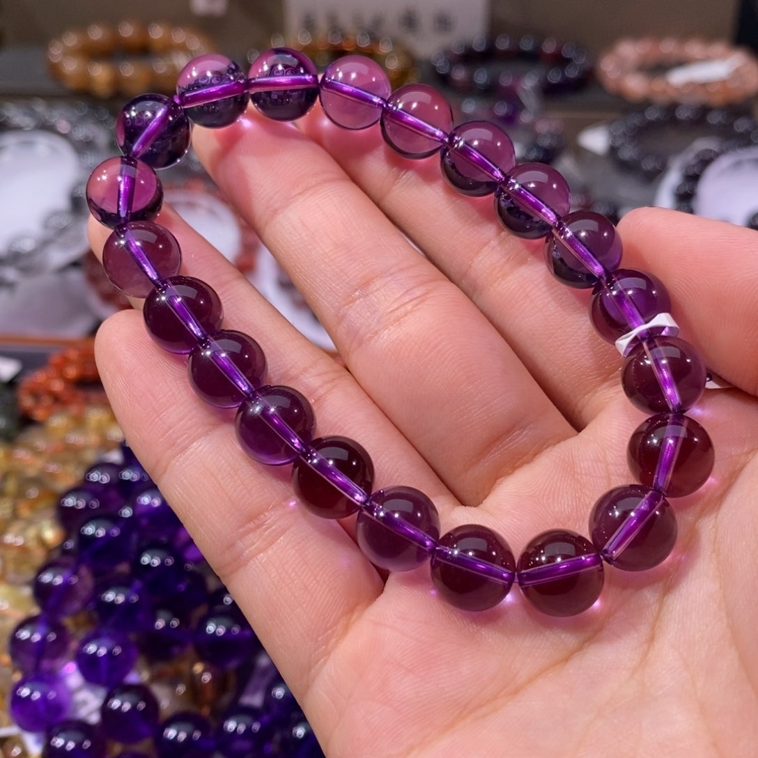 水晶手链未镶嵌高货紫水10+