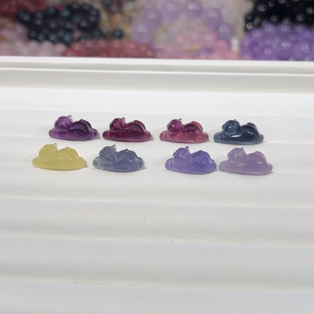 水晶天然默认微瑕（多样性发其一）未镶嵌莹石趴趴猫