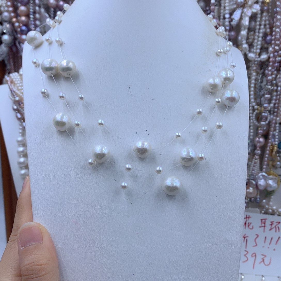 ****生淡水珍珠银S925镶嵌项链耳饰