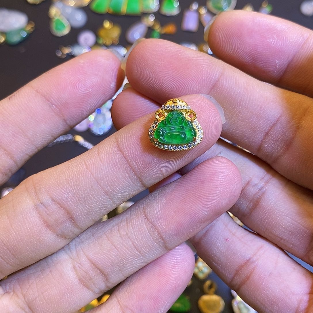 吊坠(不含链)银S925镶嵌翡翠