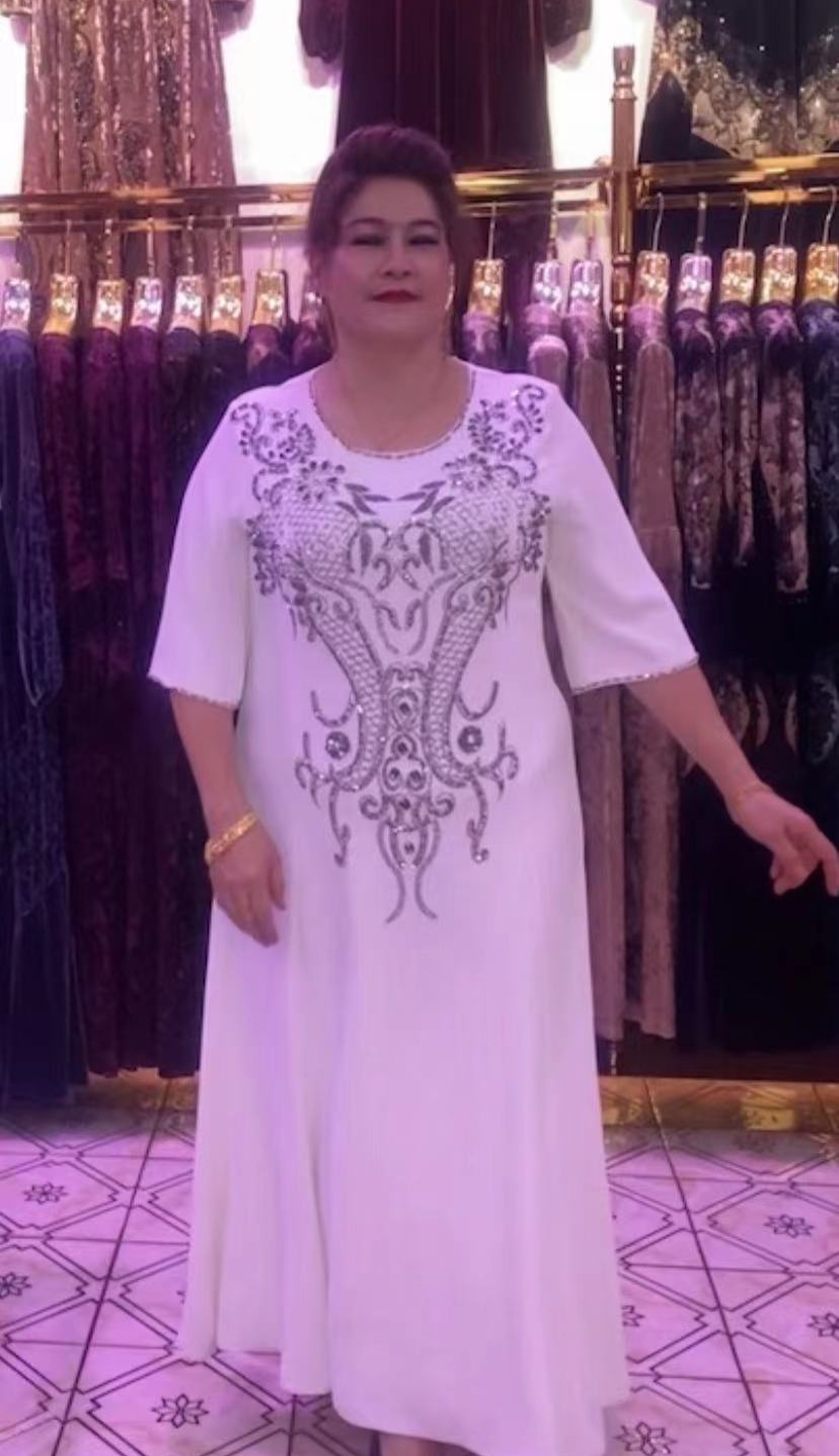 2025新款女士大码烫钻长款连衣裙晚礼服包邮002