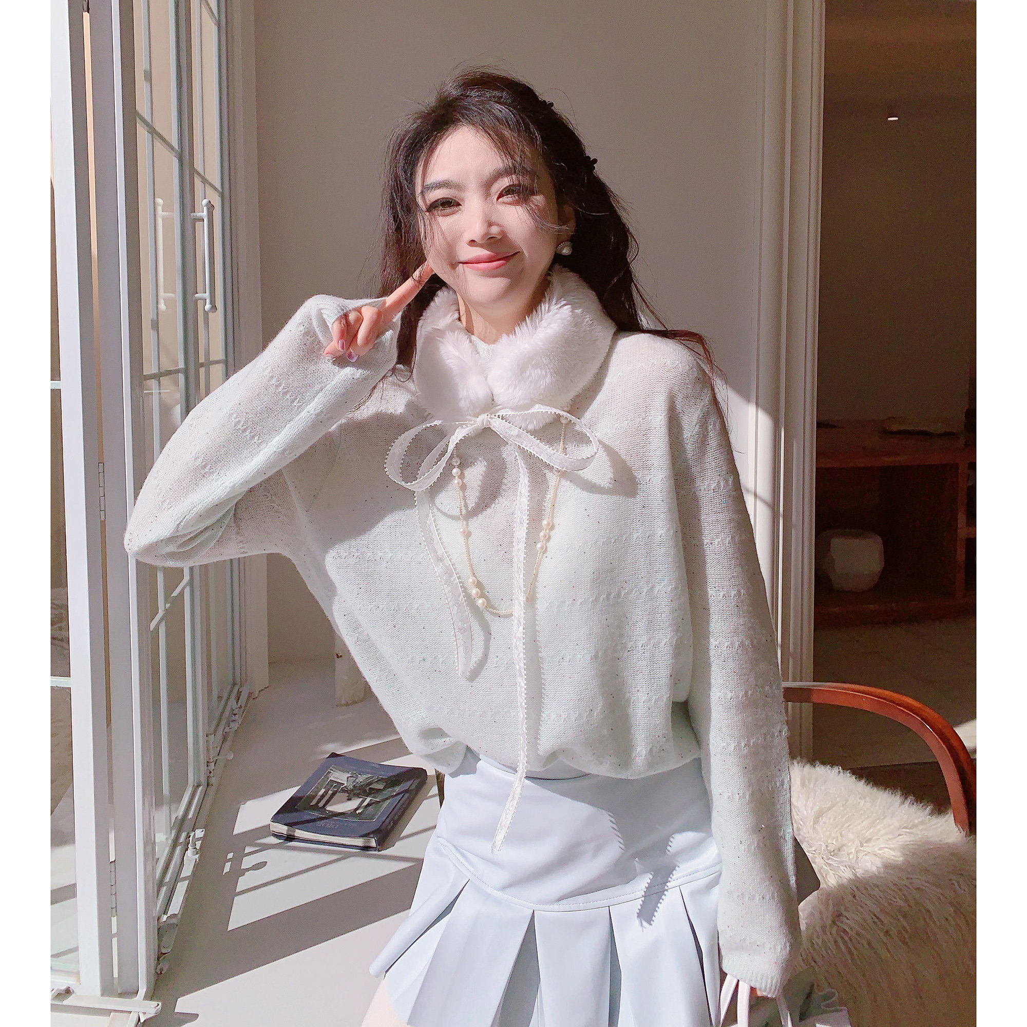 MissLuxury【云朵触感】100山羊绒亮片毛衣女冬保暖高领打底衫新
