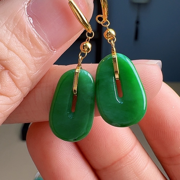 翡翠18K金镶嵌耳饰耳饰