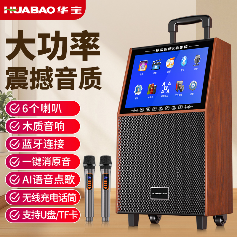 HUABAO/华宝蓝牙音响手提便携式高清显示屏户外家用广场蓝牙音箱