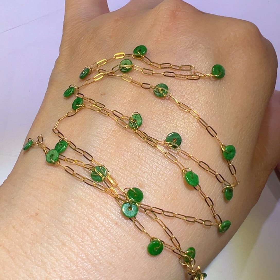 翡翠颈饰18K金镶嵌满天星