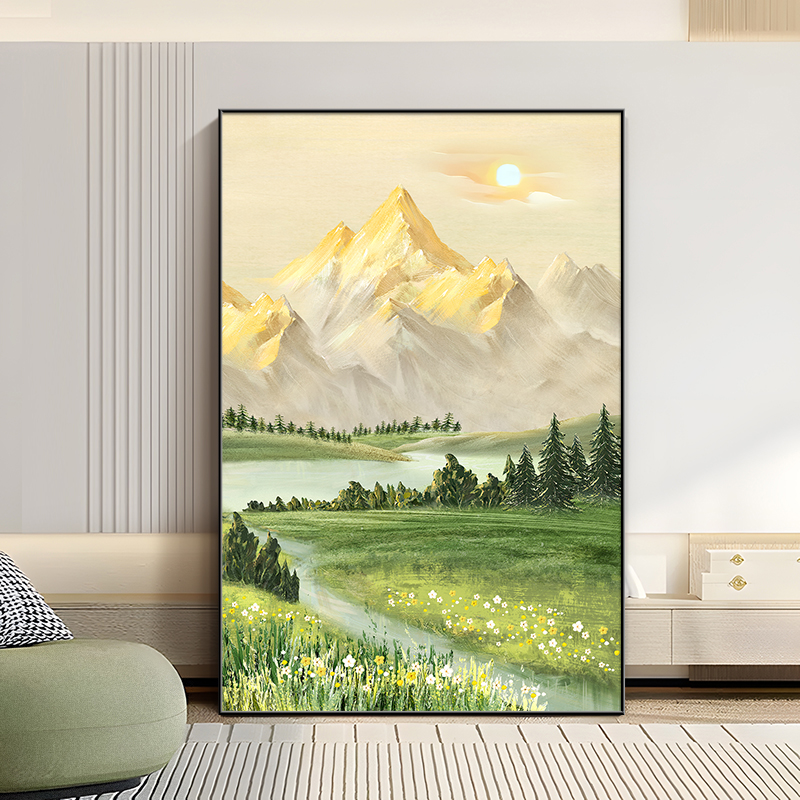 日照金山装饰画山水画客厅挂画靠山图沙发背景墙风景落地画玄关画