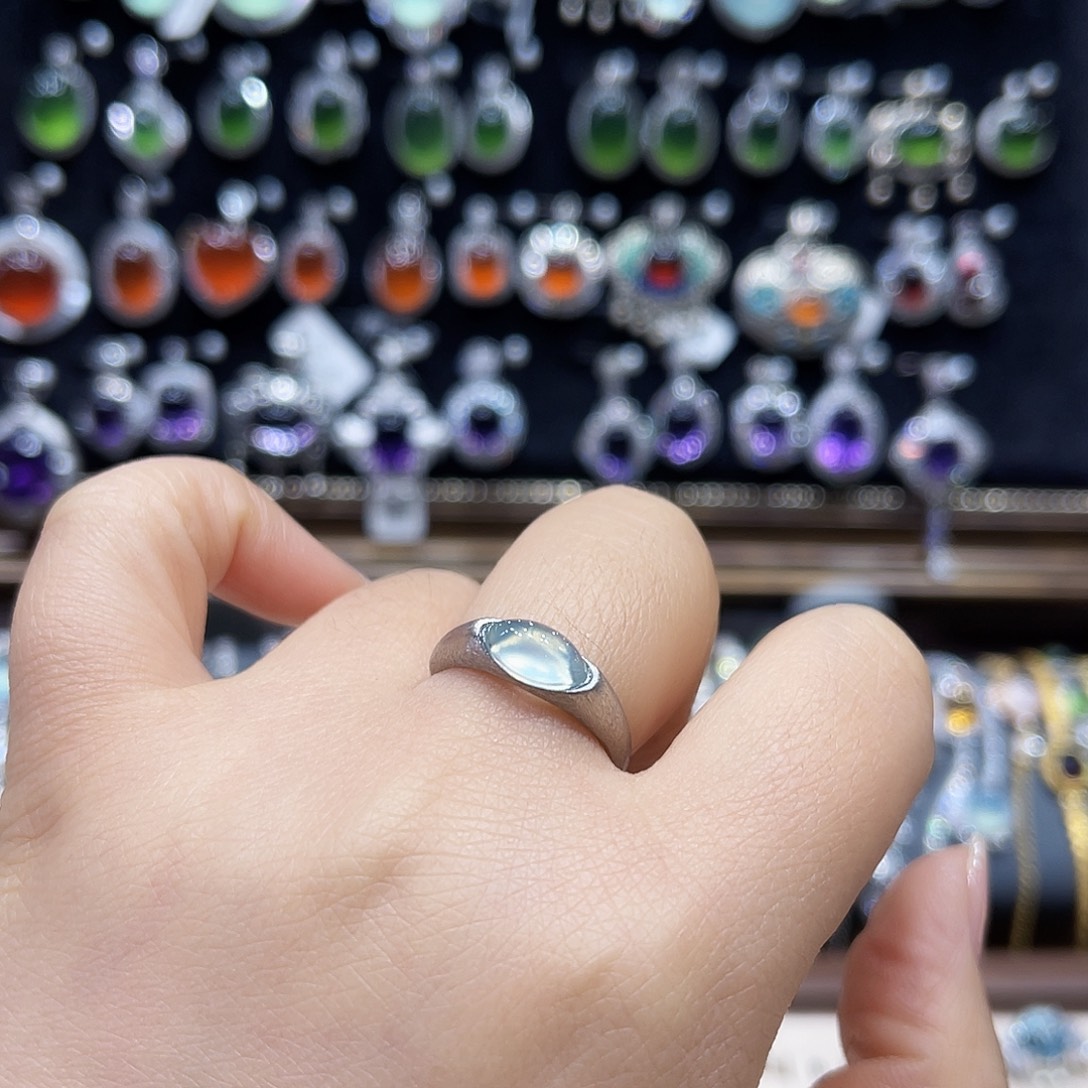 ****酱水晶戒指银S925镶嵌