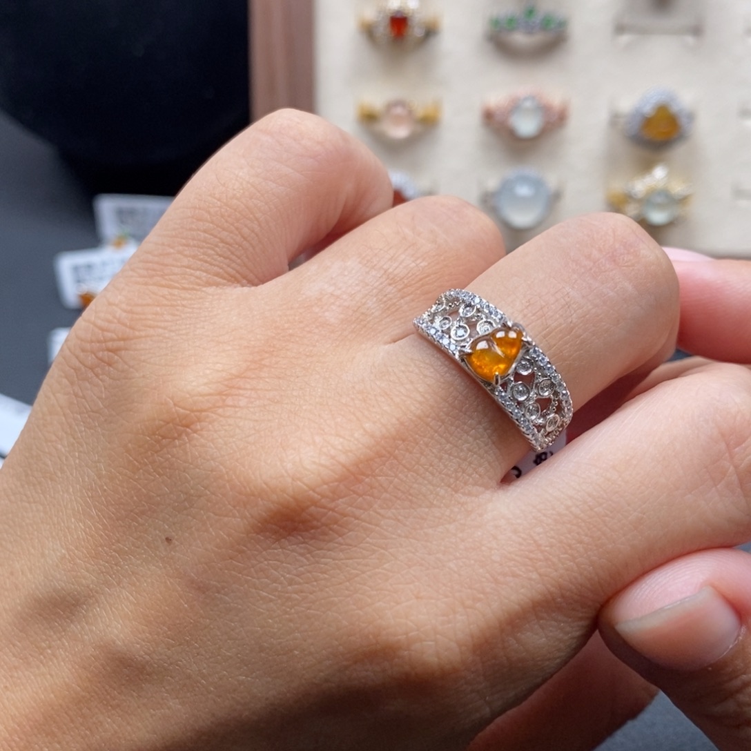 翡翠银S925镶嵌戒指