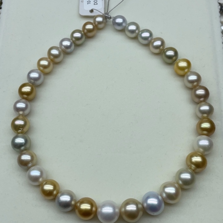 未镶嵌项链海水珍珠白金混彩10-14.5