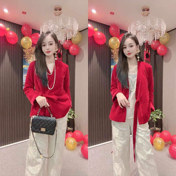 張Yu名品·新年气质国风加棉丝绒高定棉服女
