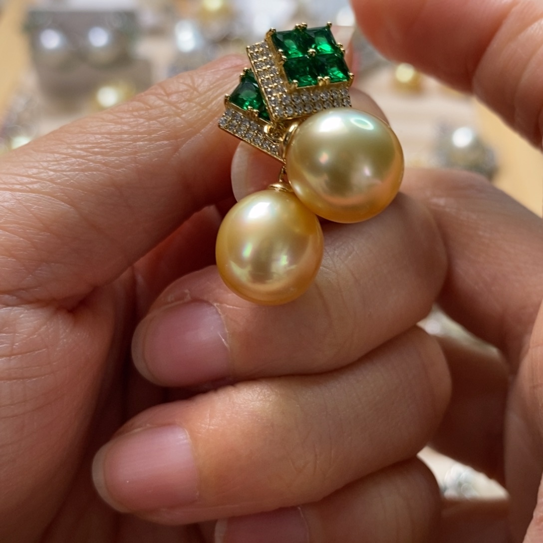 海水珍珠耳饰银S925镶嵌