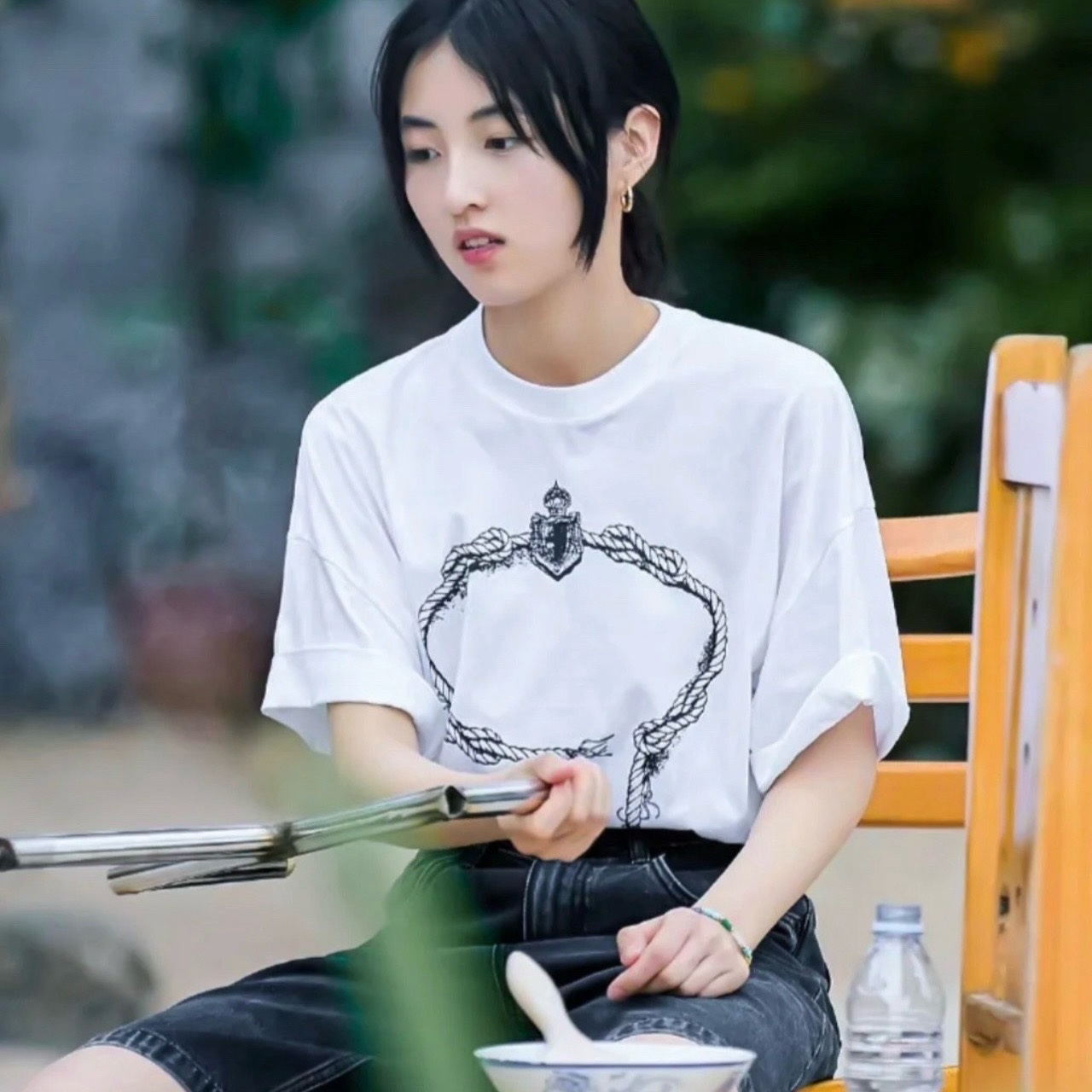 99新 Prada/普拉达 印花纯白T恤 xs码04132