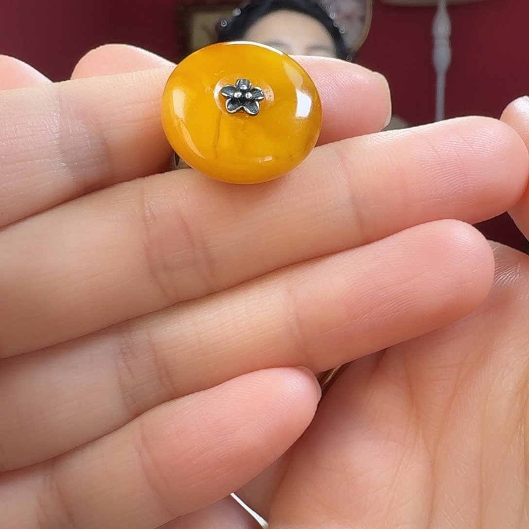 蜜蜡银S925镶嵌手链戒指