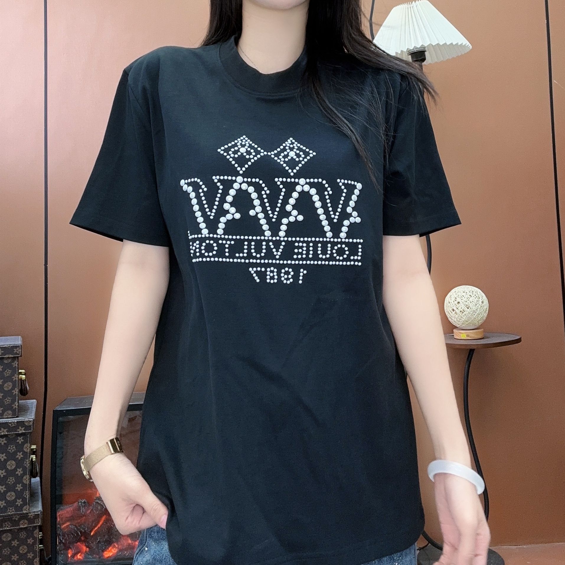 【珍珠VV】2025夏季新款潮牌男女同款短袖休闲百搭时尚