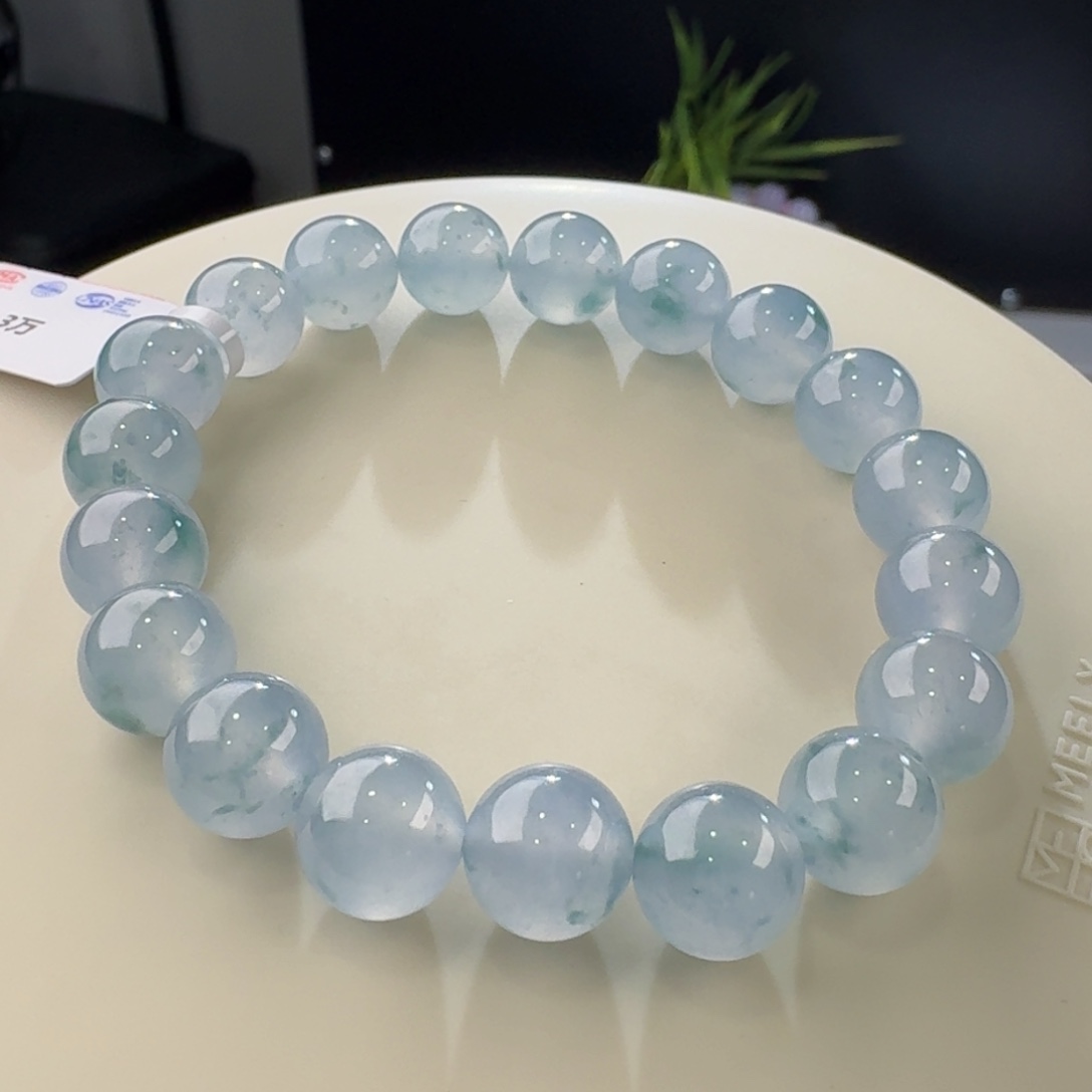 翡翠手链未镶嵌天空蓝飘花单圈