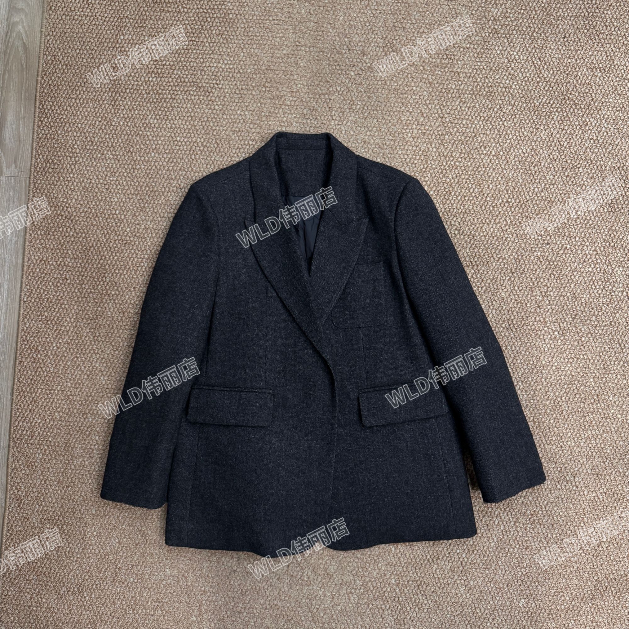 伟丽6店4672款【内羽绒毛呢西装外套】新款时尚百搭羊毛羽绒外套