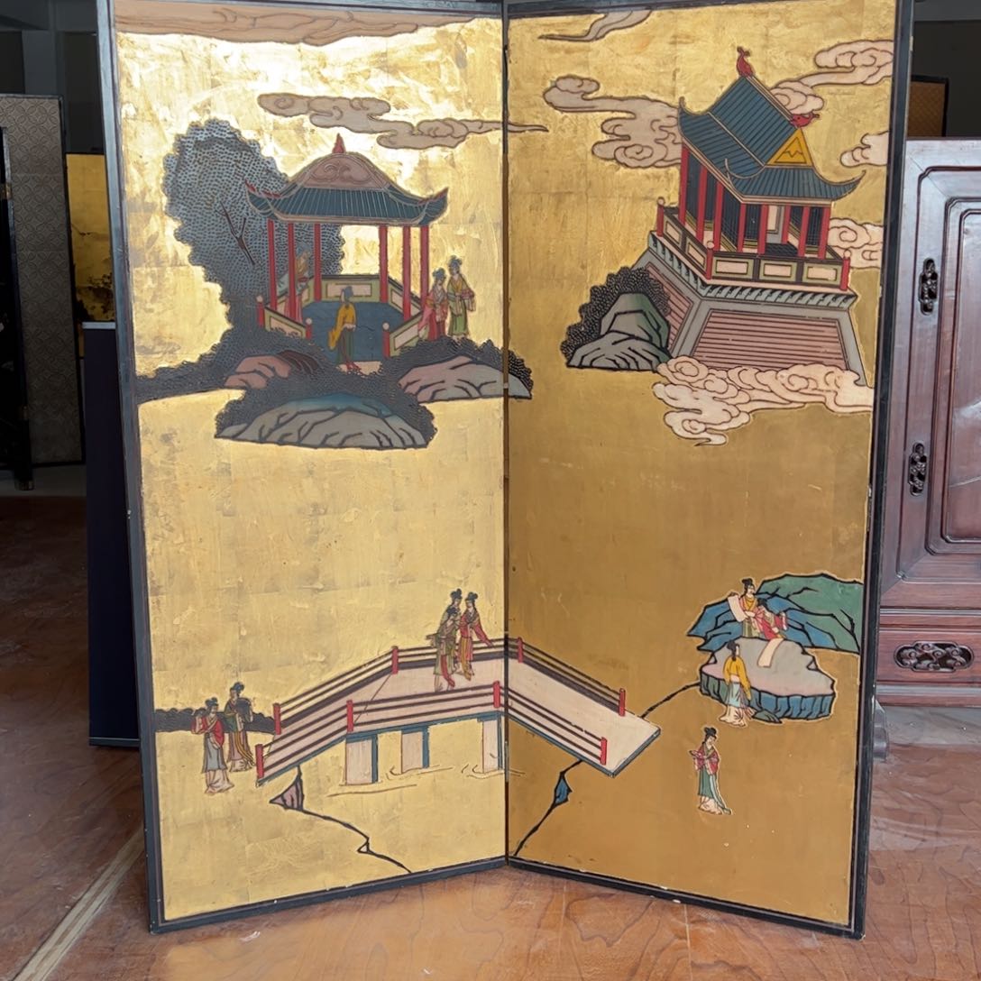 绘画屏风框画茶空间设计