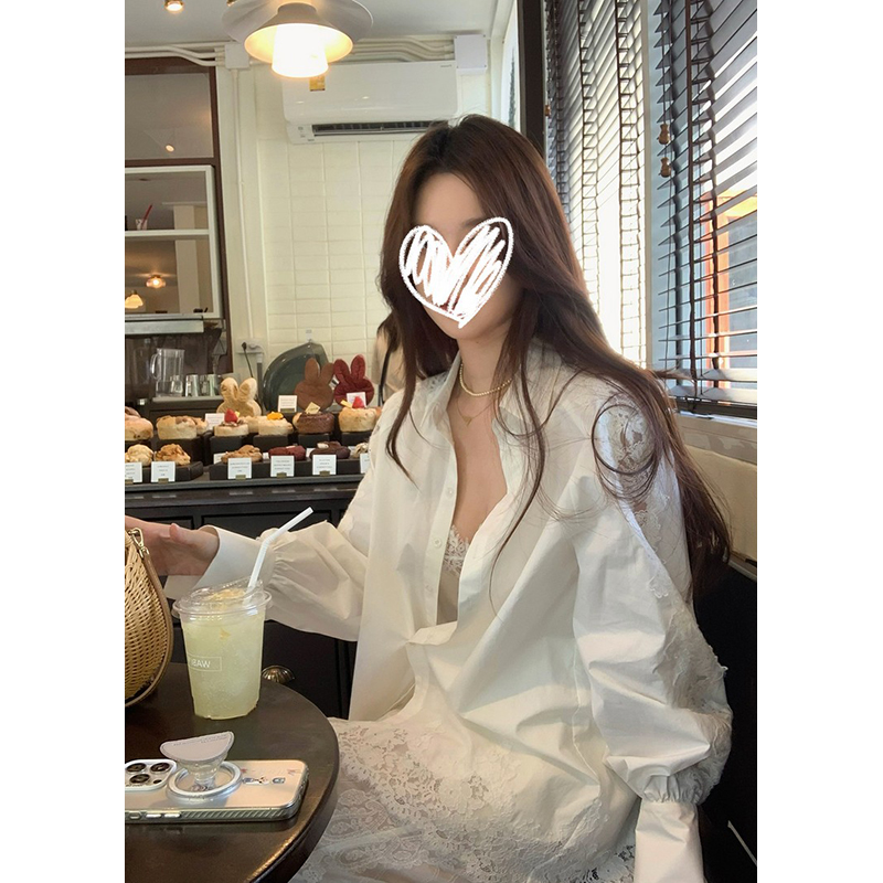白色蕾丝衬衫设计感宽松防晒外套上衣2025春季新款半身裙长裙套装