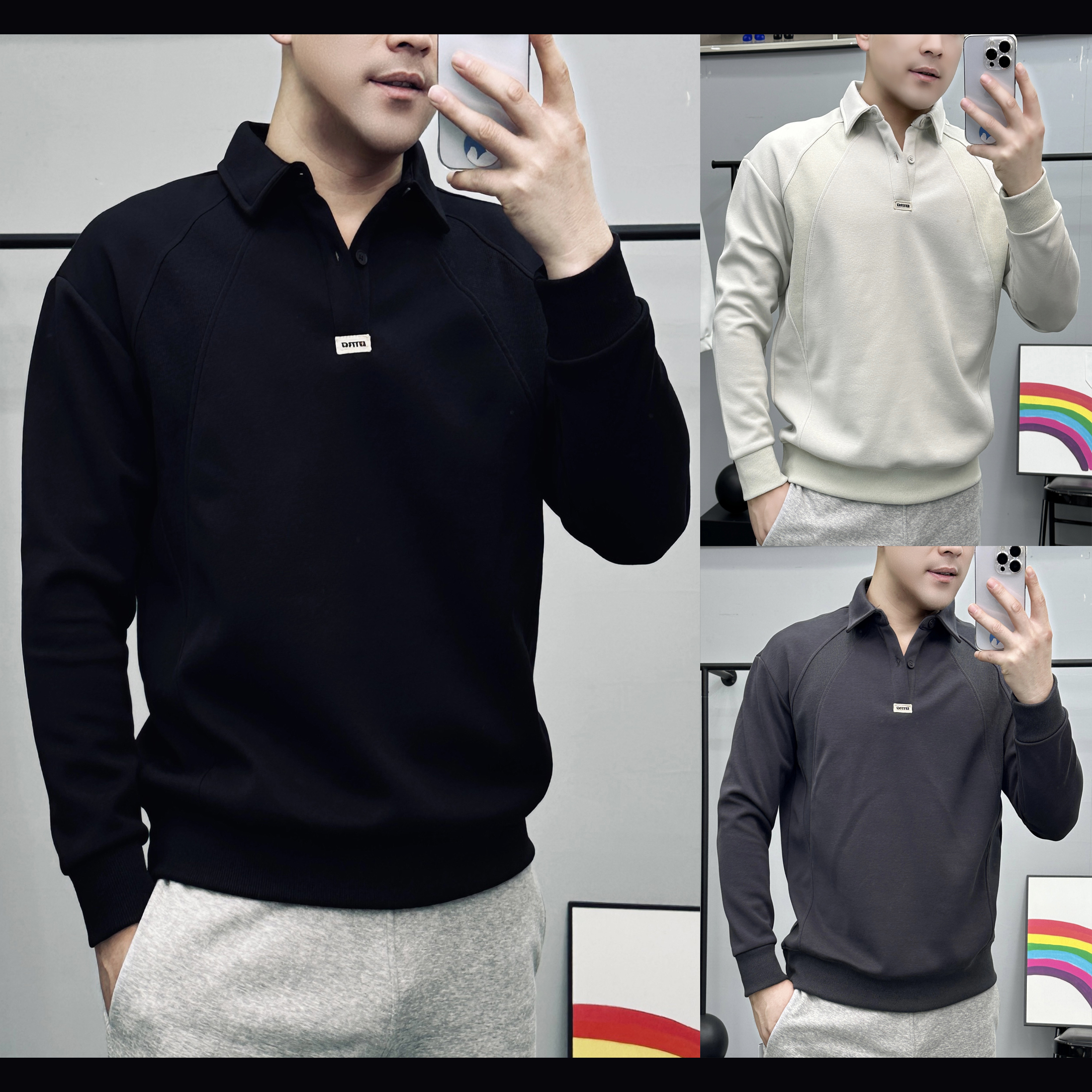 （59003）男士秋冬Polo长袖卫衣翻领上衣新款