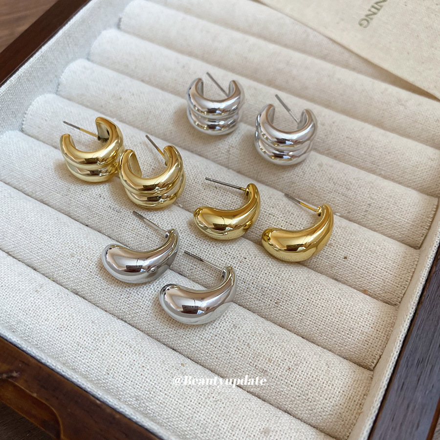 合金陶瓷耳饰 设计师简约几何豆豆耳钉百搭气质水滴耳环