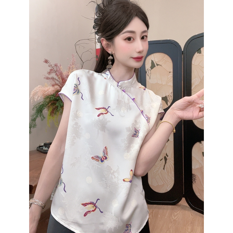 【呓语】2025夏季新款气质百搭显瘦新中式短袖女日常宽松