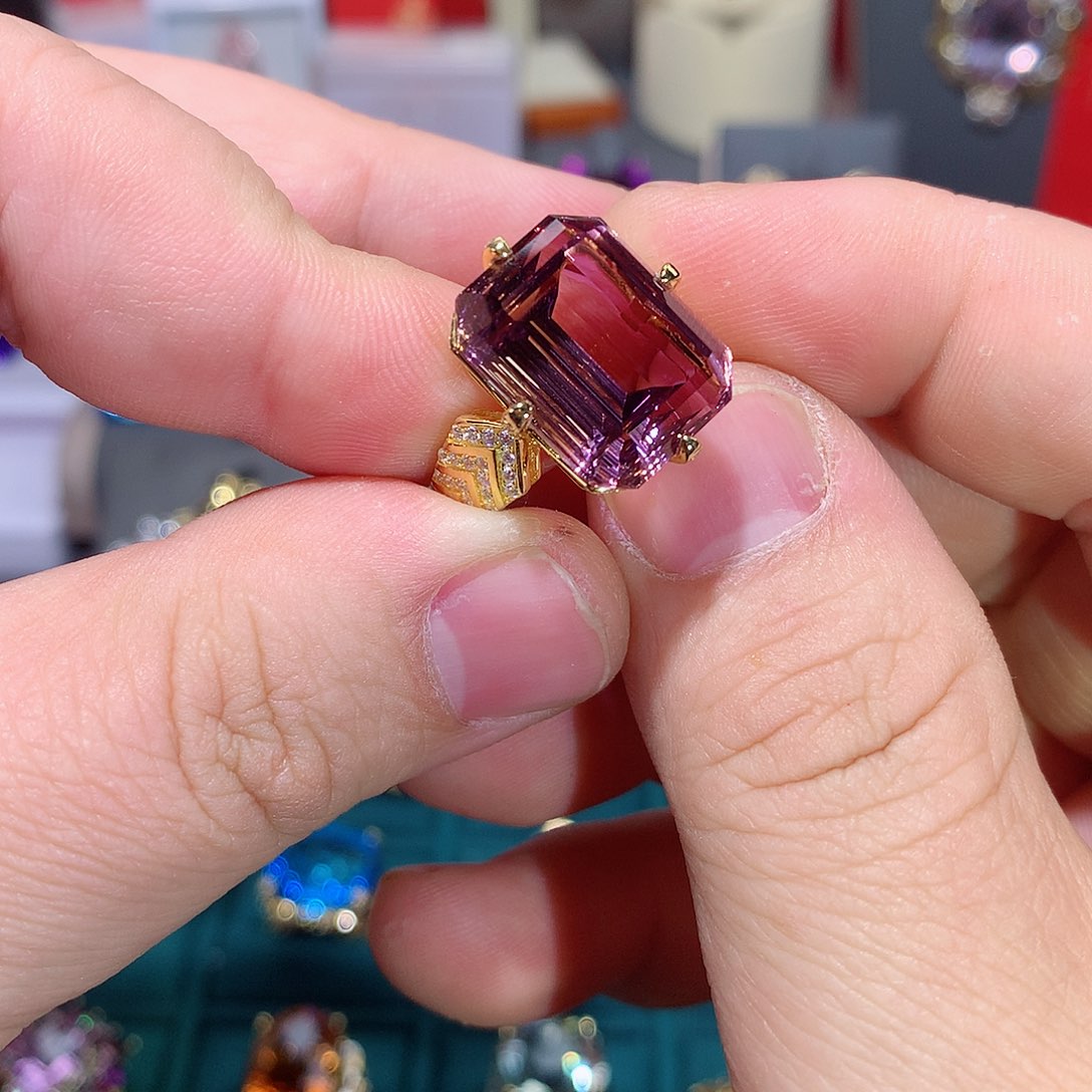 水晶戒指银S925镶嵌戒指