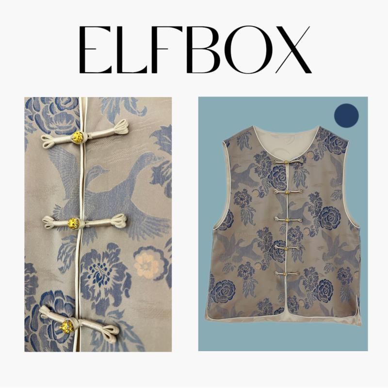 雪儿推荐《蓝梦花吟》时尚显瘦外穿百搭新中式国风桑蚕丝马甲 0643