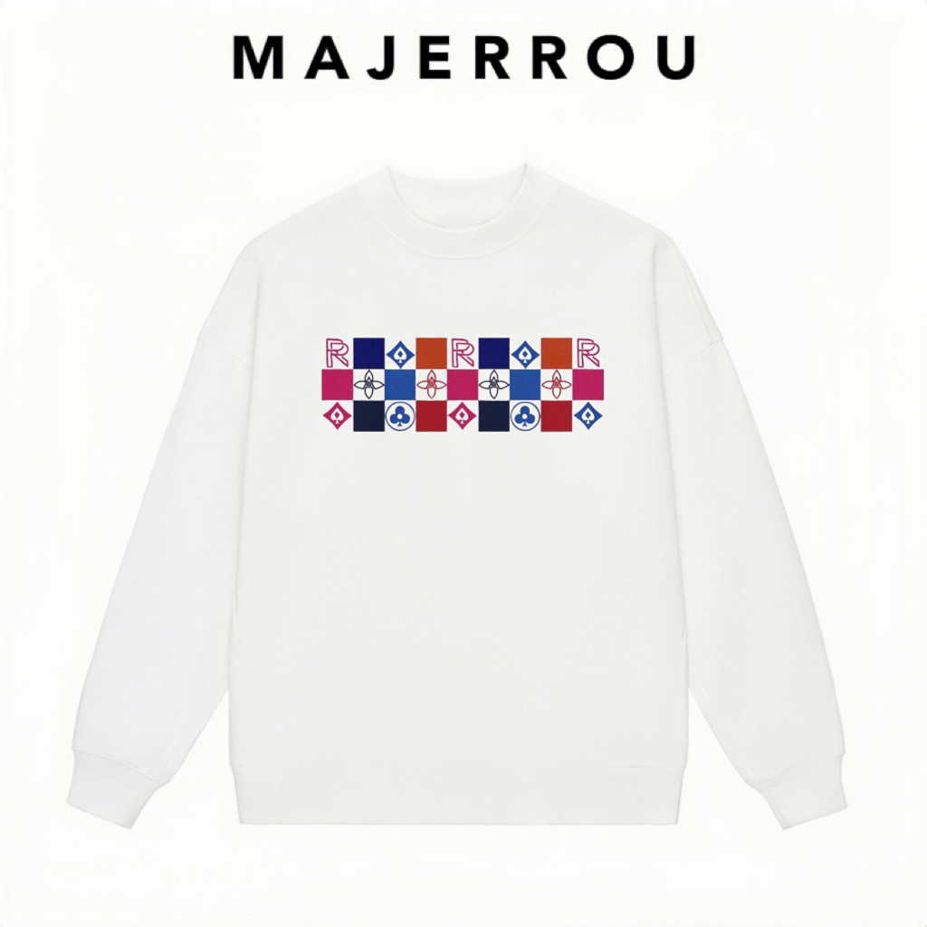 【12号链接】多彩棋盘格卫衣欧美时尚潮流男士百搭高档新款好长袖