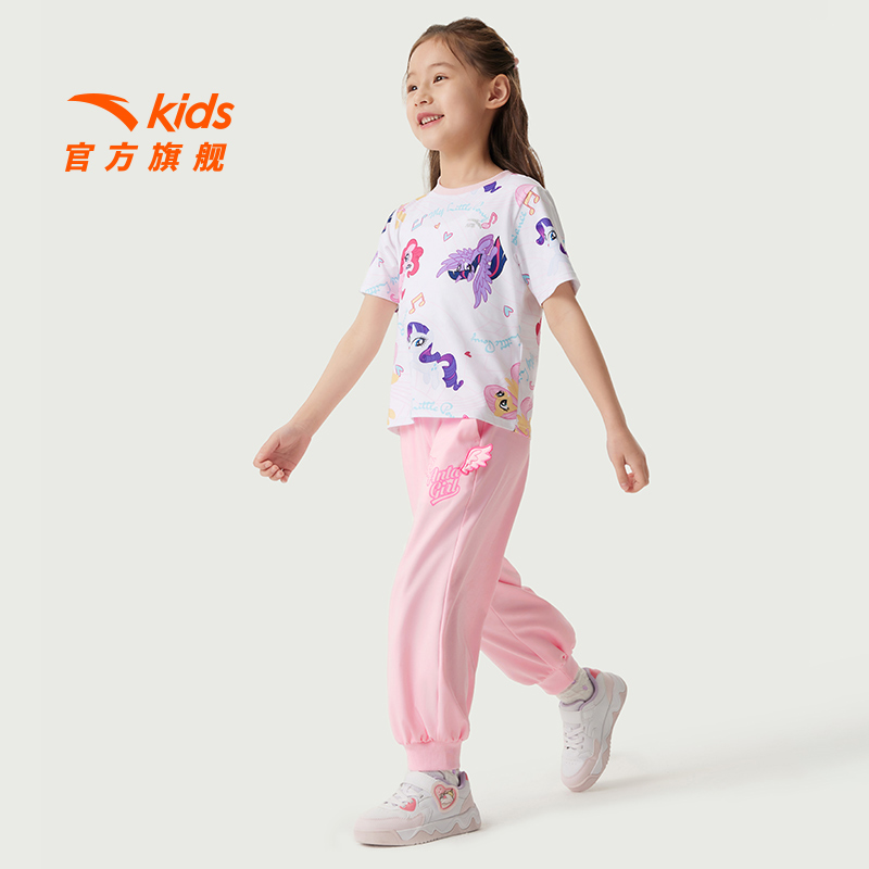 安踏儿童女小童针织运动长裤2026夏款透气儿童裤子小马宝莉联名款