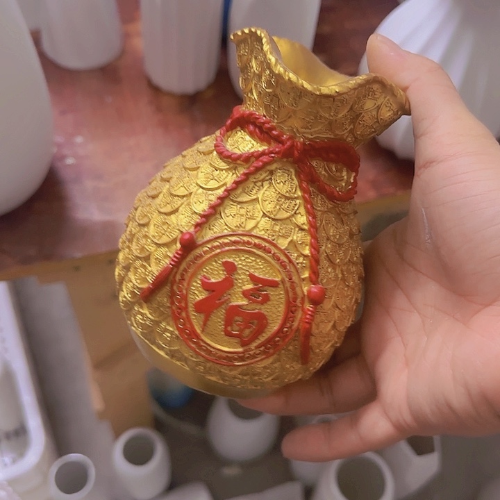 瓷片树脂福袋金色一个