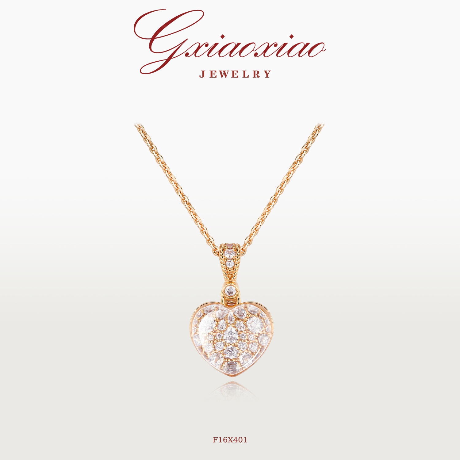G XIAOXIAO 轻奢气质高级感满镶爱心项链 F16X401