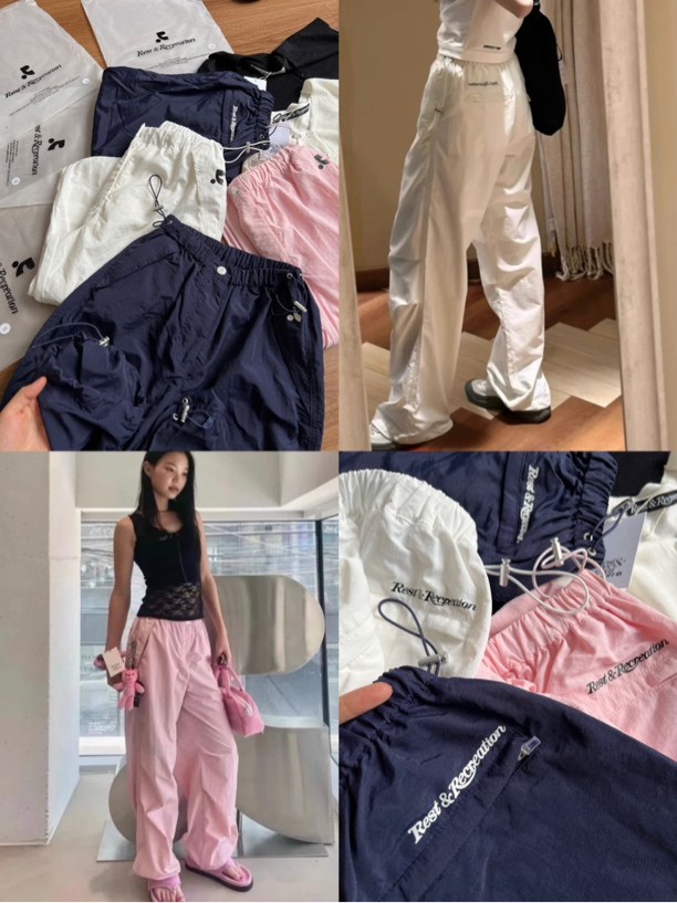 【贵货工装裤】韩代rr*好品质！原包装三色褶皱抽绳工装裤～