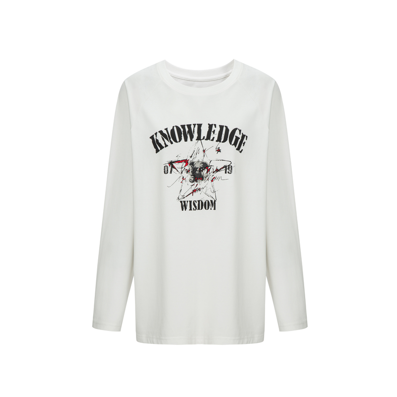 IIIVIVINIKO 25SS"斑驳感字母装饰"廓形印花长袖R520502301C