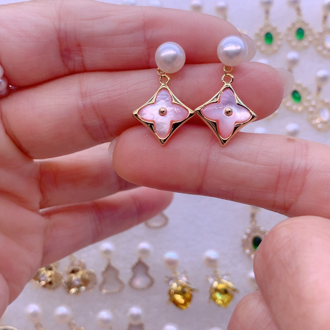 合金淡水珍珠耳饰