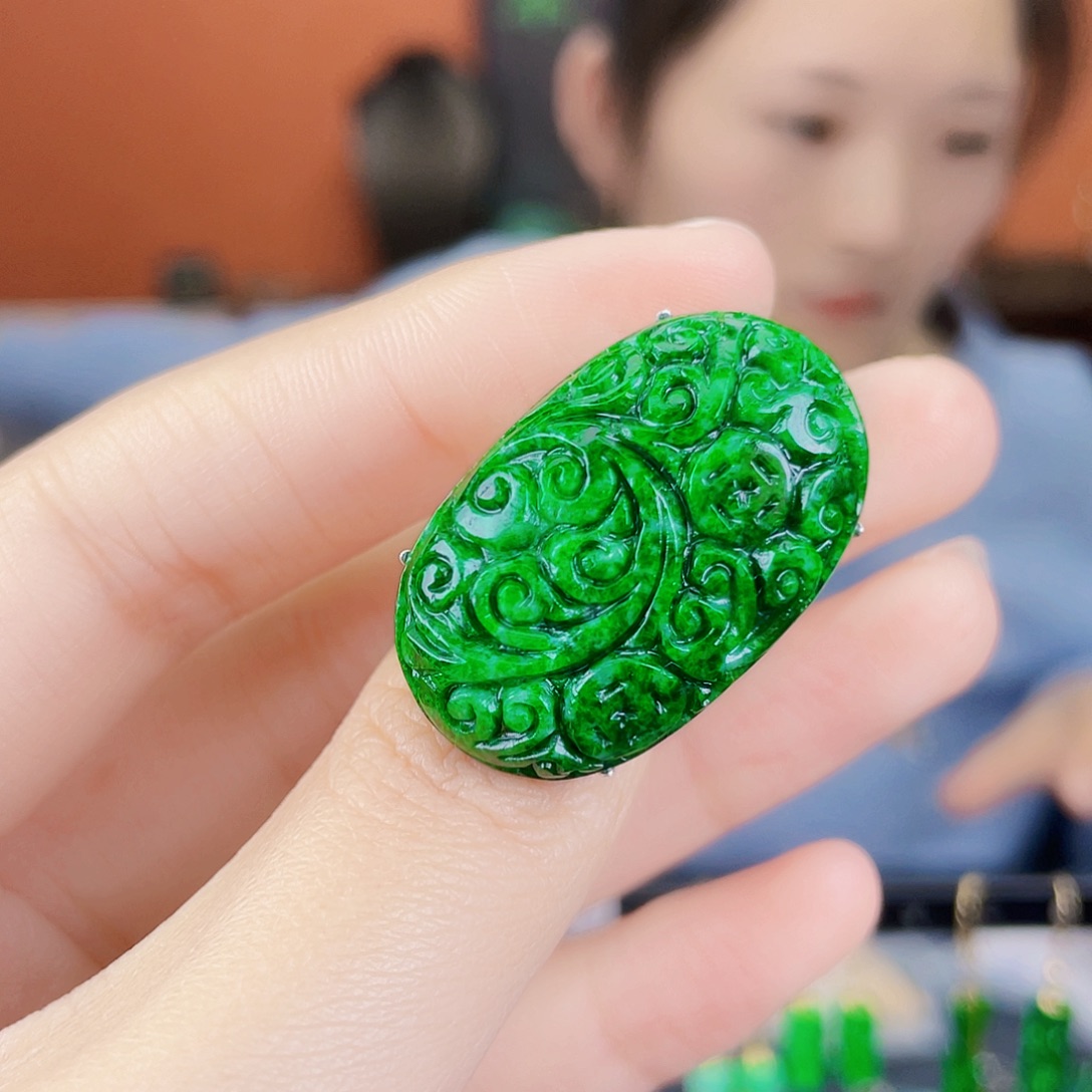 翡翠银S925镶嵌耳饰