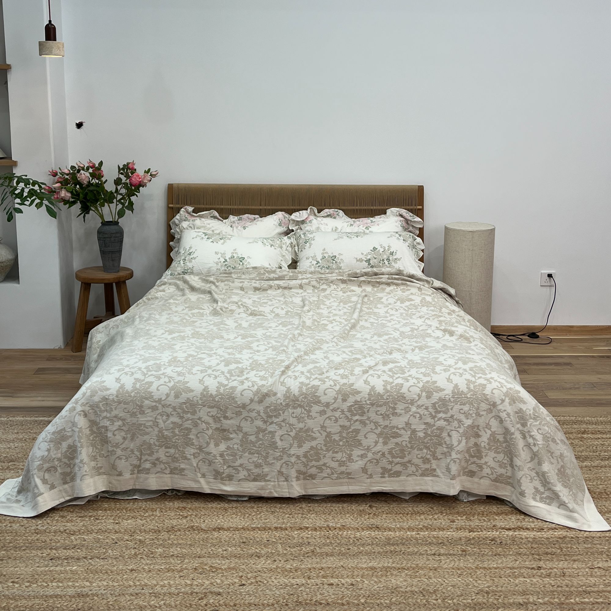 【棉麻单品】质朴素雅棉麻拼角单品床单 尾单单被套 干爽舒适透气