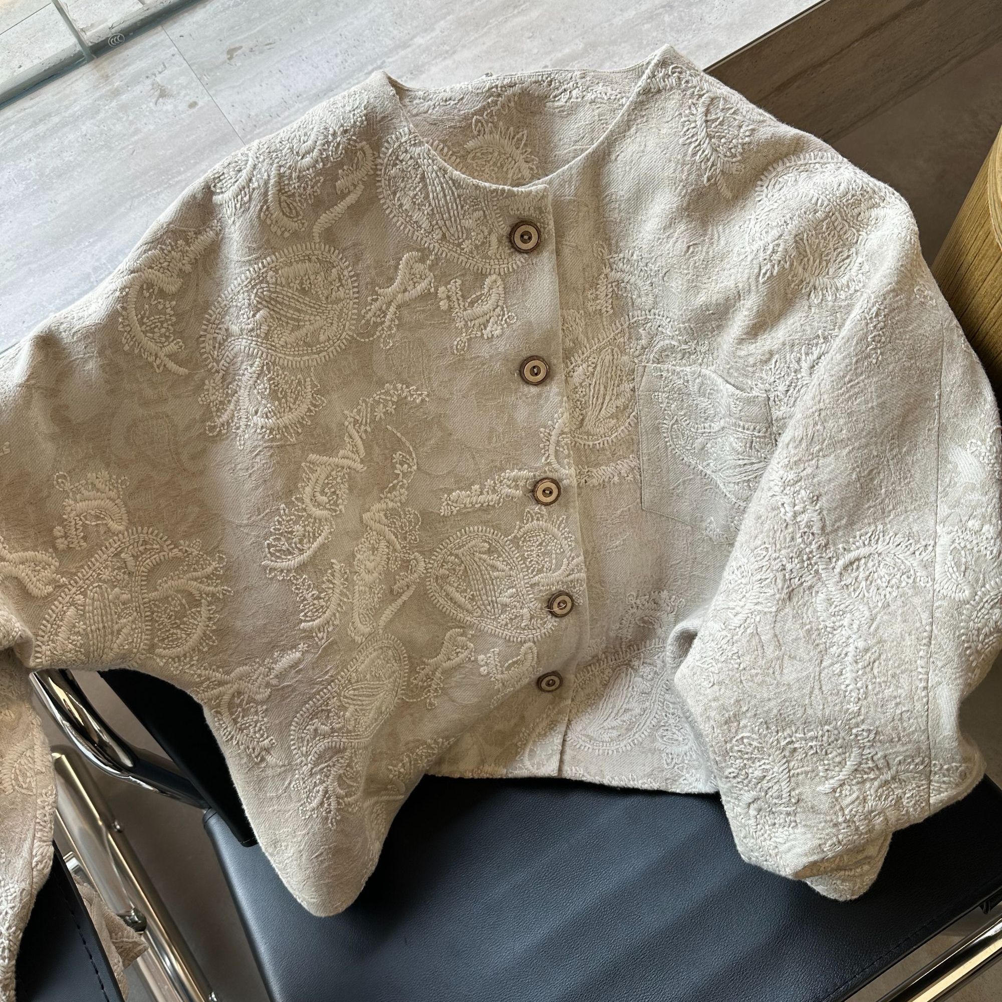 JIUJIU【杏花烟雨】设计感百搭小香风提花早春短外套上衣女