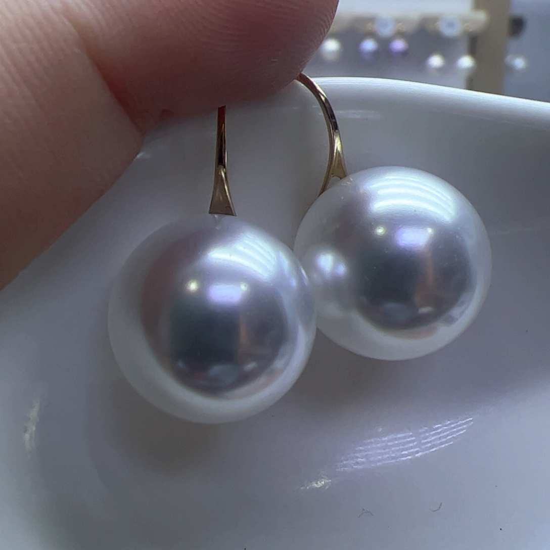 淡水珍珠耳饰18K金镶嵌