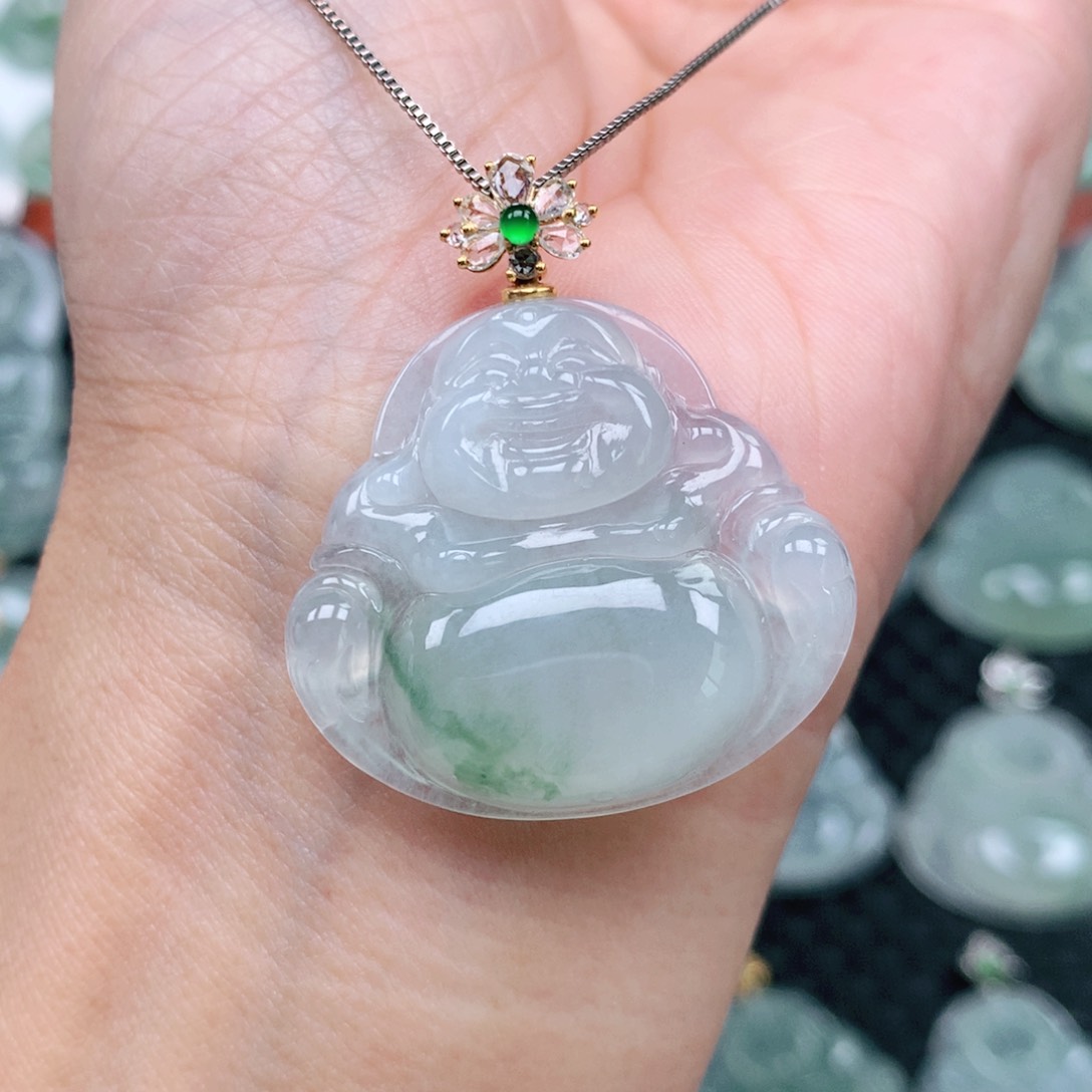 翡翠吊坠(不含链)18K金镶嵌