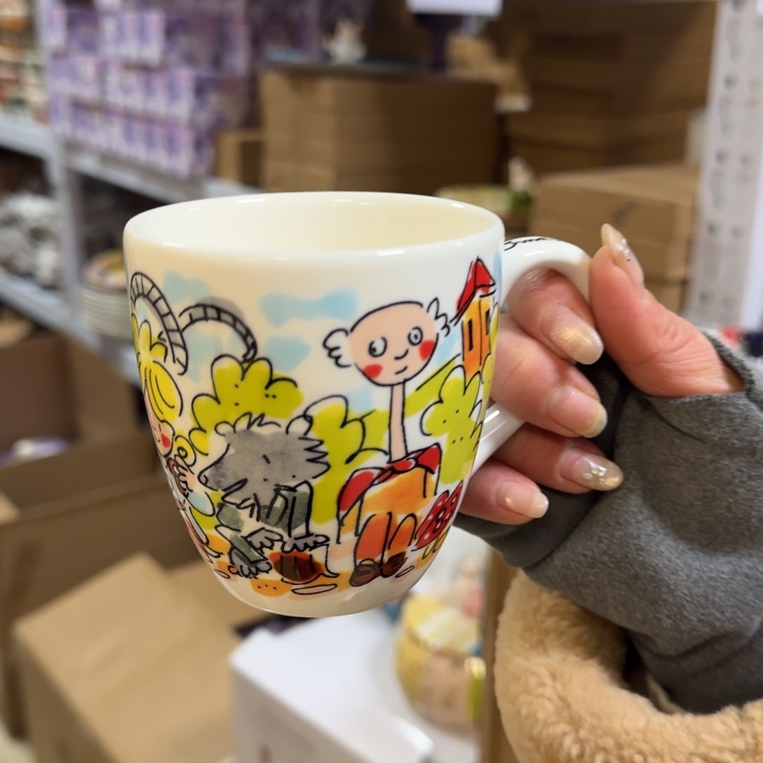 瓷片荷兰长脖子童话月光杯1只