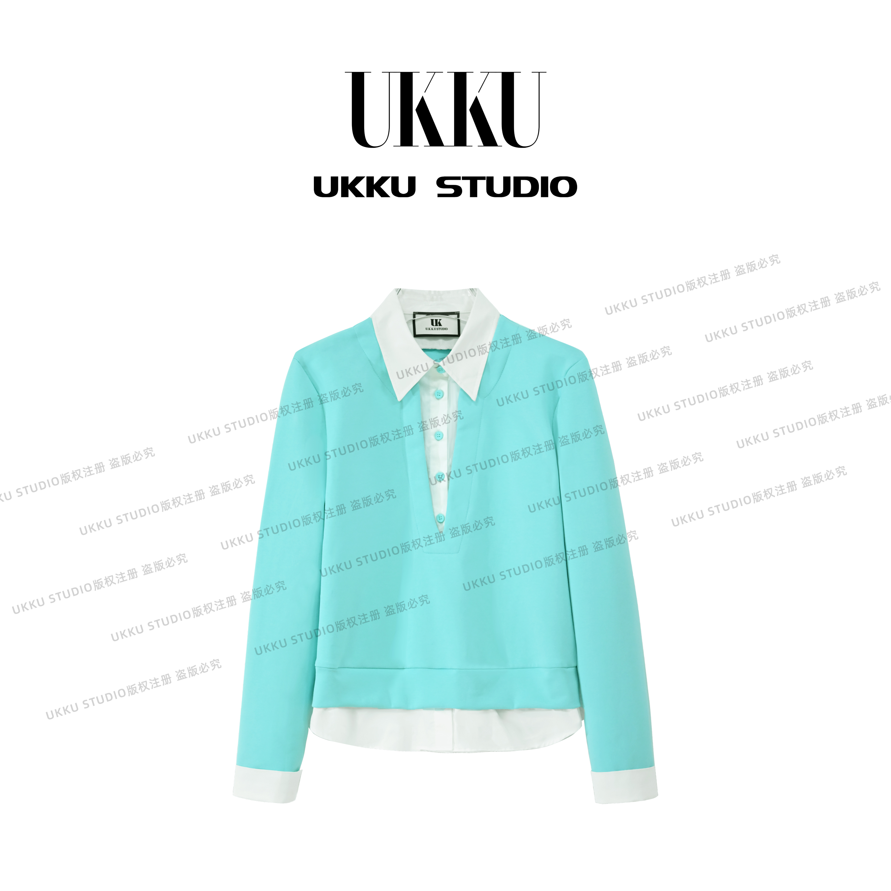 DL【UKKUSTUDIO】时尚百搭小众假两件秋款卫衣614654