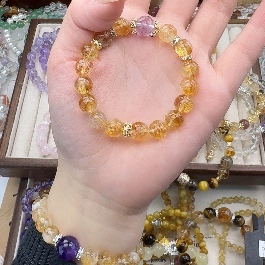 烟晶手链银S925镶嵌好