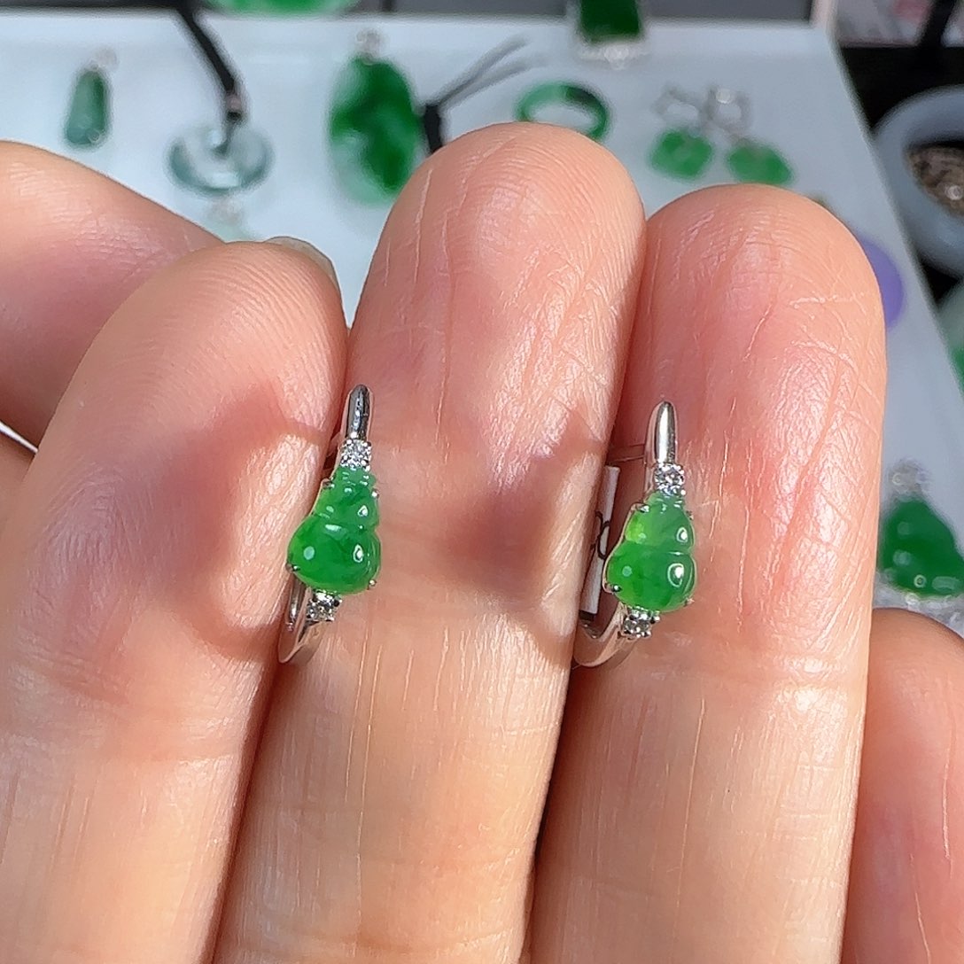 翡翠耳饰18K金镶嵌耳扣