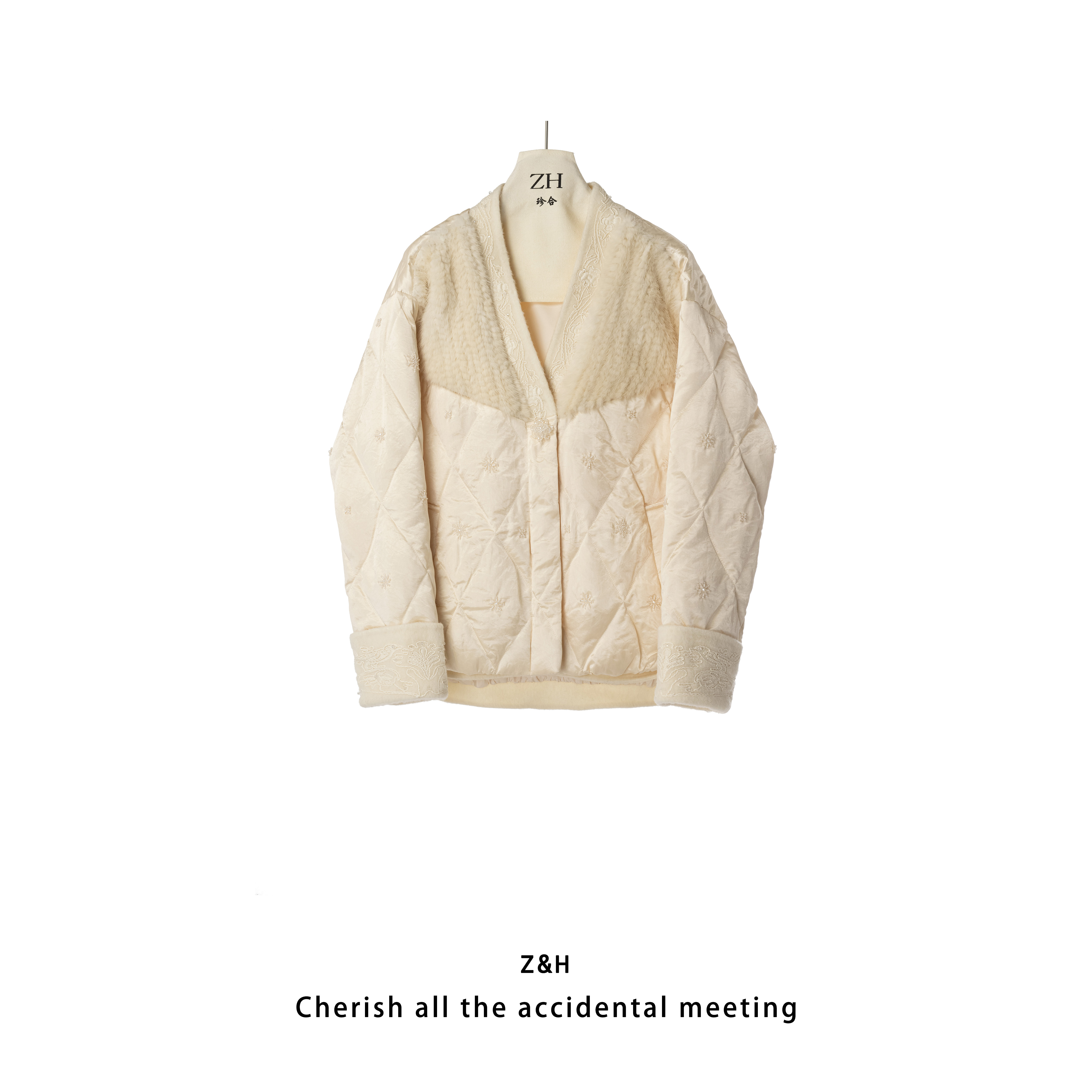 ZH【枯荷听雨】拼接羽绒服女短款百搭外套冬季保暖