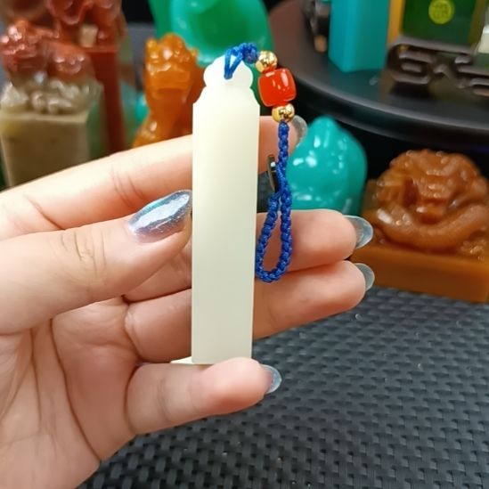 印石寿山石芙蓉青如意纽