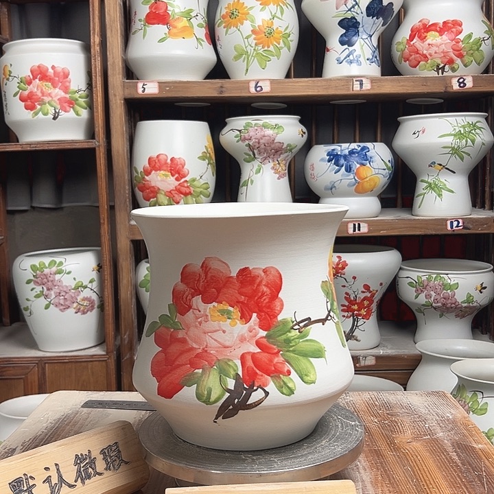 摆件小蛮腰红牡丹新款陶瓷陶瓷